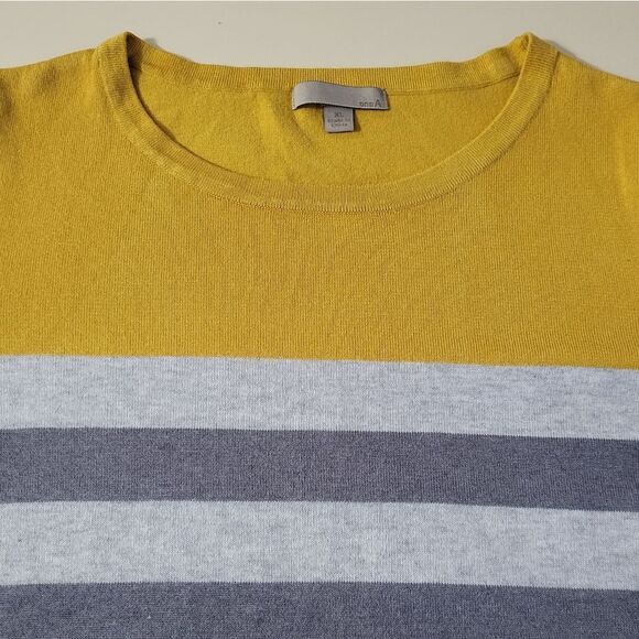 Nordstrom's One A Charcoal Gray Stripe and Gold Colorblock Pullover Sweater - Picture 7 of 11